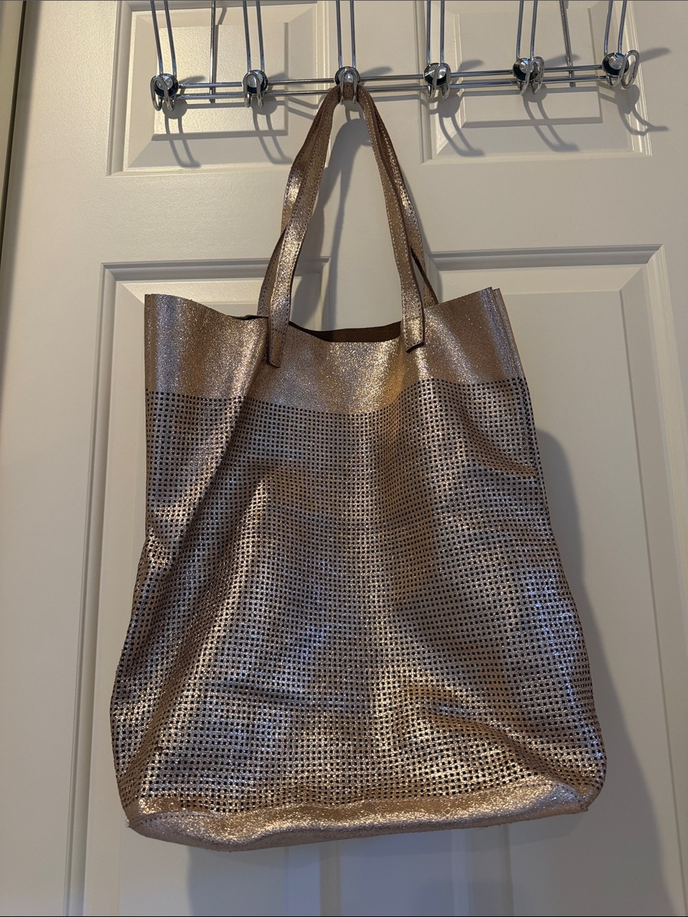 Moda Luxe Metallic ROSE Gold Stella Perforated Tote